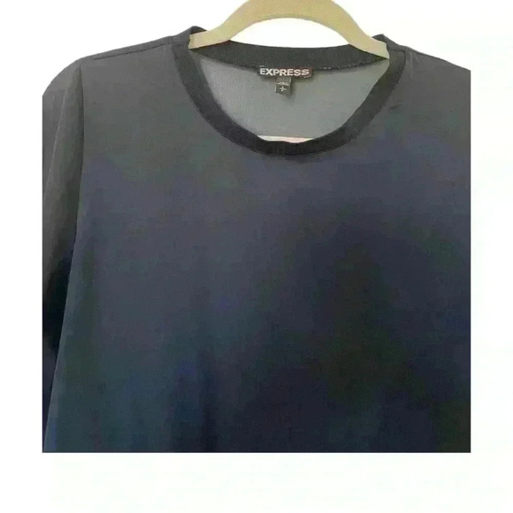 Express Sheer Black Crew Neck Blouse - Picture 6 of 6